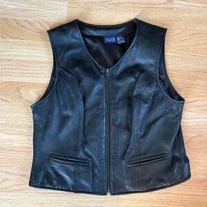 Hillard & Hanson Black Leather Vest
